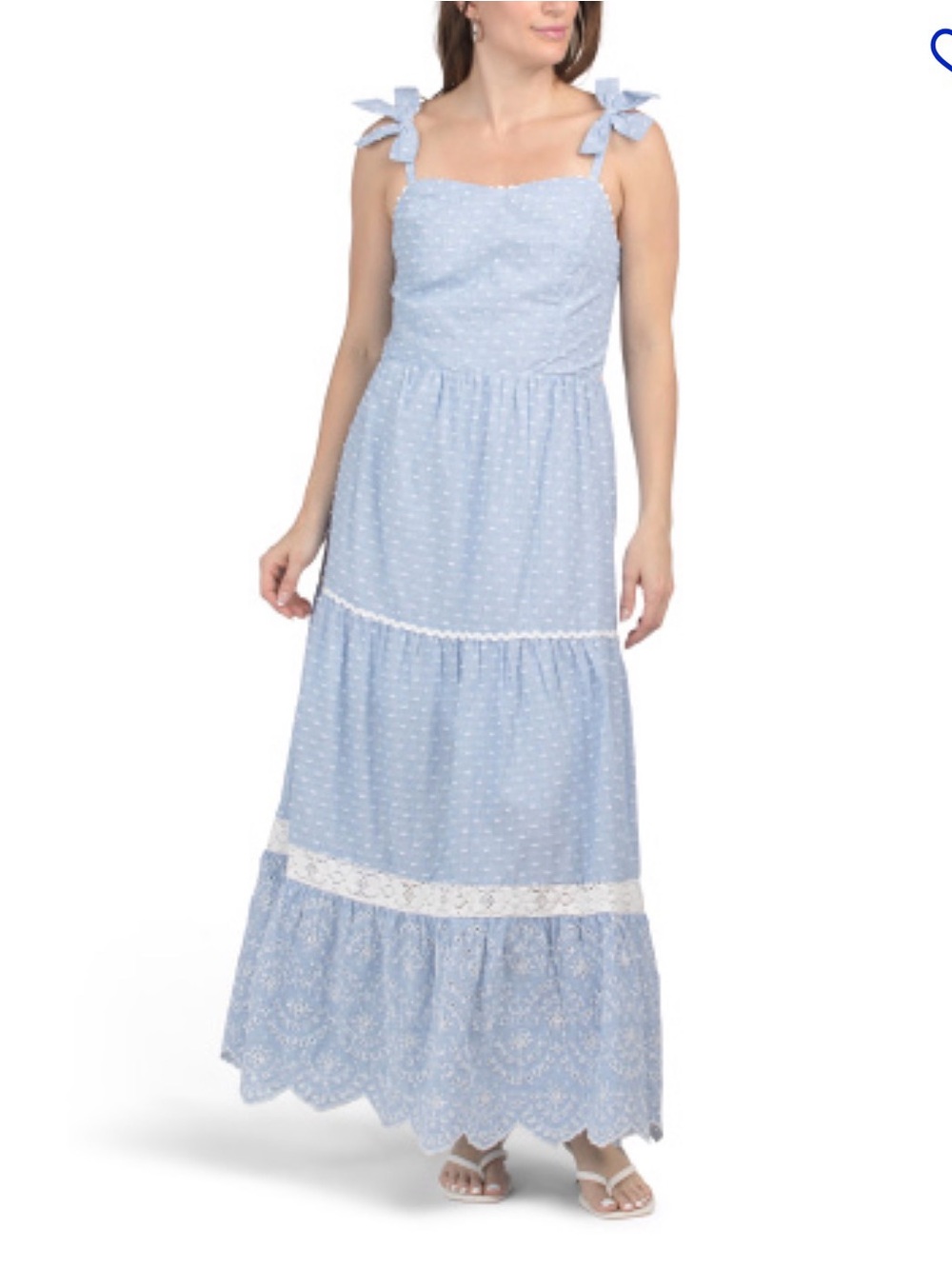 NWT! Shabby Chic Tiered Eyelet Dress Blue/White Size 8